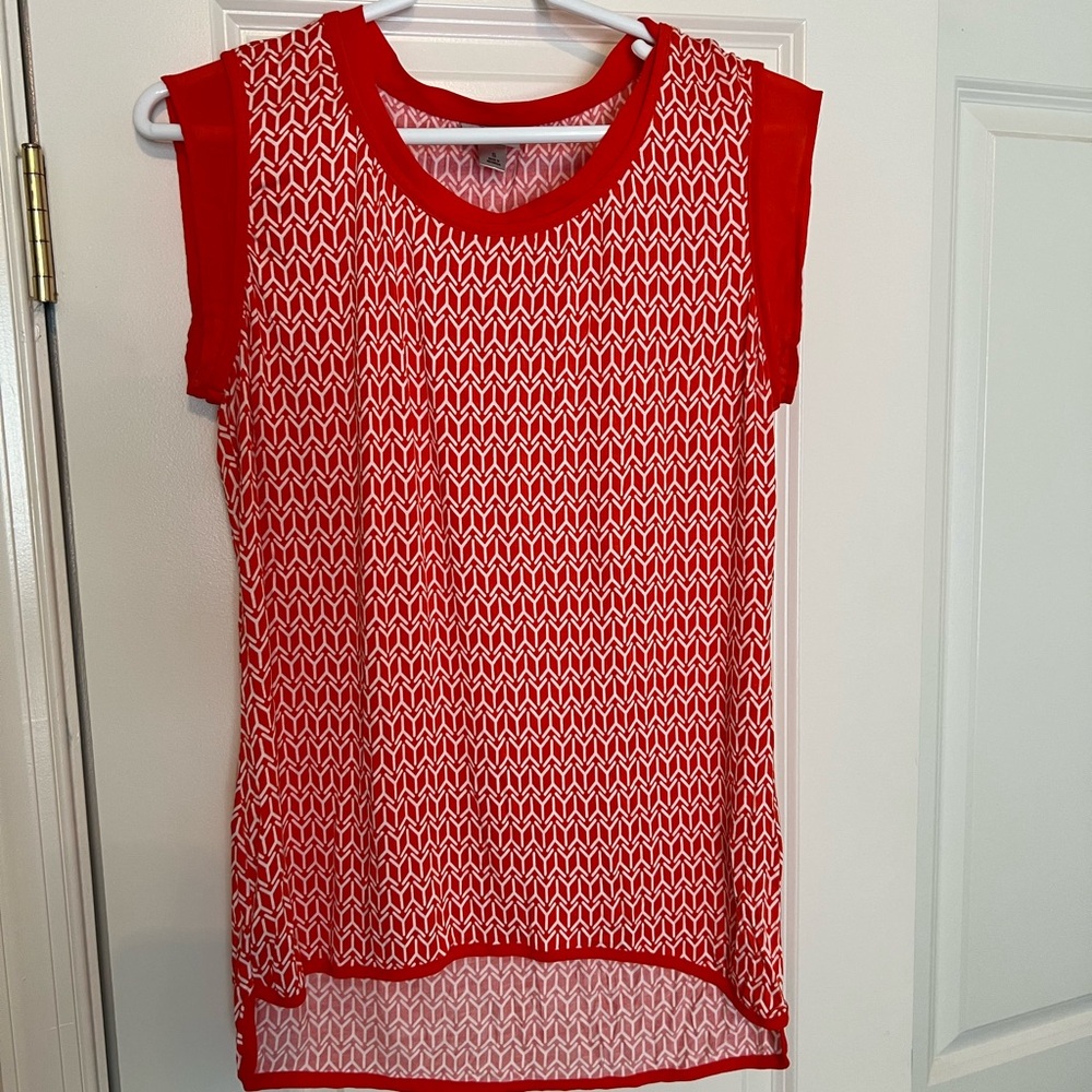 Worthington Red and White Cropped Tank Top